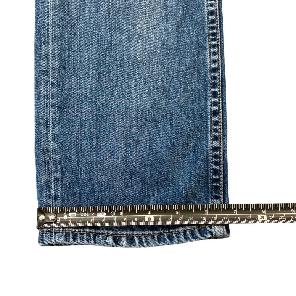 Armani Exchange Jeans Mens 31‎ Blue Straight Distressed Ripped Patch Denim
